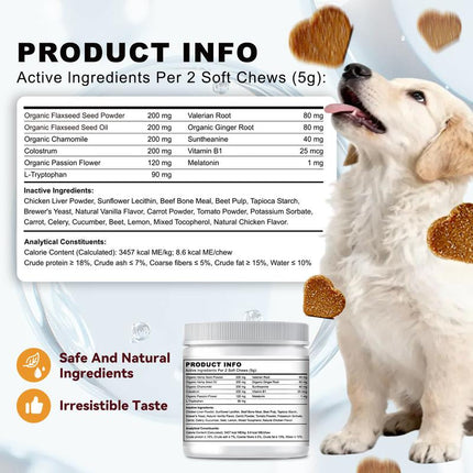 Ourcares Calming Chews for Dogs | 120 Soft Chews, Chicken Flavorrelieves Separation Anxiety, Reduces Stress & Destructive Behavior, Aids Sleep & Training