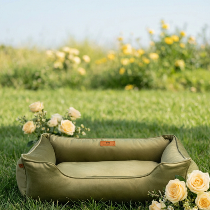 Chester & Lee | Vibrant Velvet Sleeper Dog Bed Olive