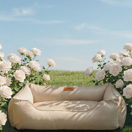 Chester & Lee | Classic Velvet Sleeper Dog Bed Beige
