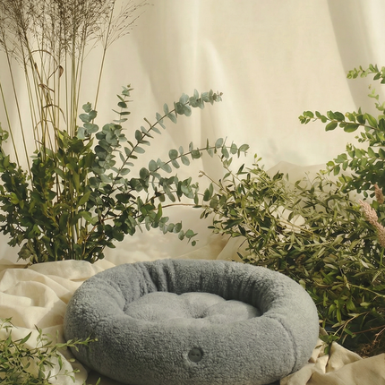 Chester & Lee | Furry Gray Donut Dog Bed