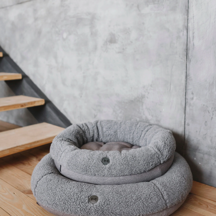 Chester & Lee | Furry Gray Donut Dog Bed