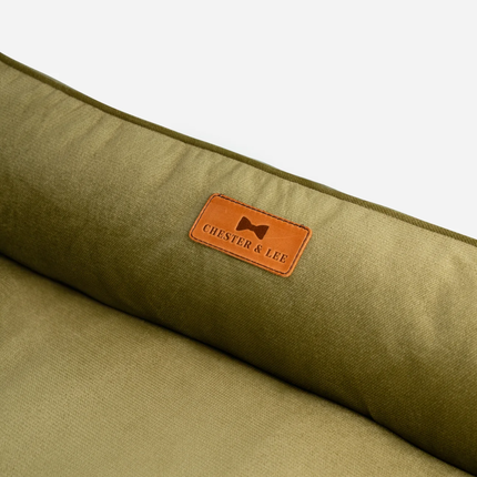 Chester & Lee | Vibrant Velvet Sleeper Dog Bed Olive