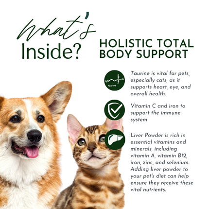 Holistic Total Body Support — Daily Multivitamin & Pasture-Raised Glandular Blend for Dogs & Cats