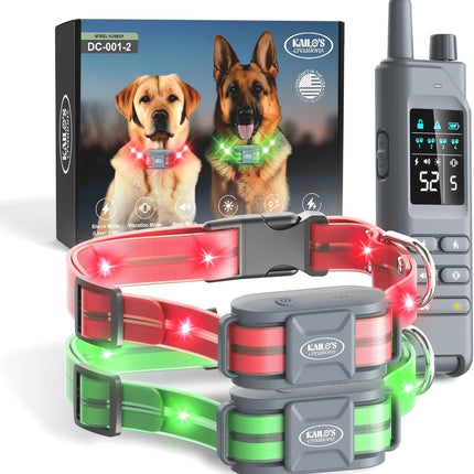 Dog Training Collar for 2 Dogs — 360° LED Lights, 4200FT Range, Waterproof