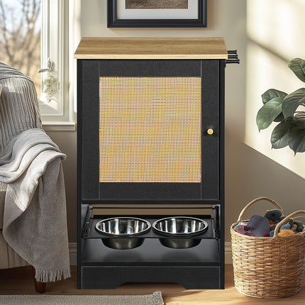 Feeding Station with 1 Storage Cabinet Black