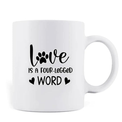 Personalized Pets Mom Mug - Mom With Up to 4 Pets - Best Gift For Cat Lovers, Dog Lovers - Love Is A Four-Legged Word