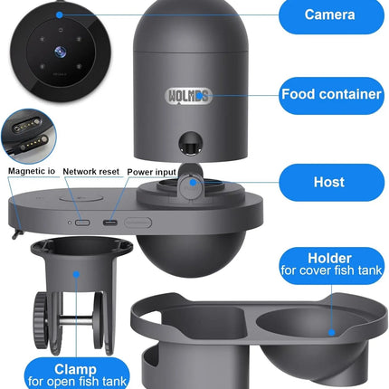 Automatic Fish Feeder WiFi (2.5 & 5G) 2.5K Camera App Control 230ML Tank