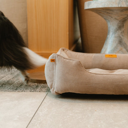 Chester & Lee | Fancy Corduroy Sleeper Dog Bed Taupe