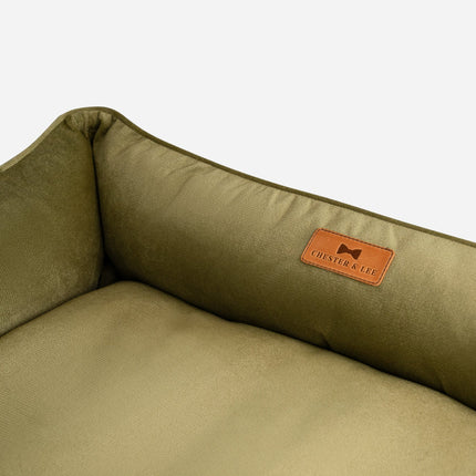 Chester & Lee | Vibrant Velvet Sleeper Dog Bed Olive
