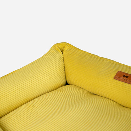 Chester & Lee | Fancy Corduroy Sleeper Dog Bed Sunny Yellow