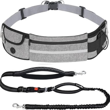 Hands Free Dog Leash Dual Bungee Adjustable Waist Belt Running Walking
