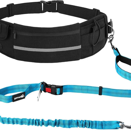 Hands Free Dog Leash Dual Bungee Adjustable Waist Belt Running Walking