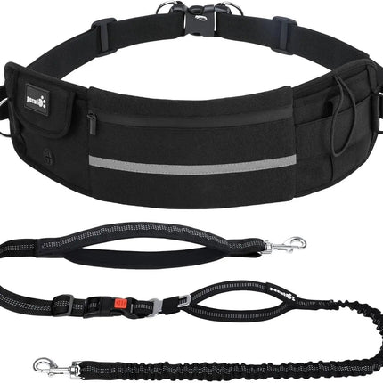 Hands Free Dog Leash Dual Bungee Adjustable Waist Belt Running Walking