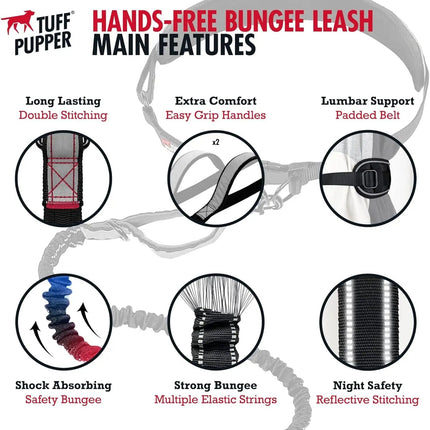 Hands Free Dog Leash Heavy Duty Bungee Waist Belt Reflective Training