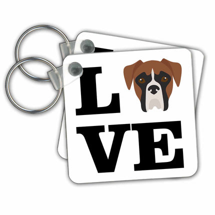3dRose Key Chains I Love My Boxer Dog Design Canine Lover (kc-282701-1)