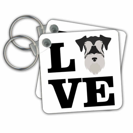 3dRose Key Chains I Love My Miniature Schnauzer Dog Design Canine Lover (kc-282703-1)