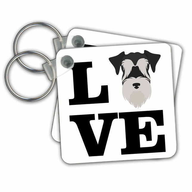3dRose Key Chains I Love My Miniature Schnauzer Dog Design Canine Lover (kc-282703-1)