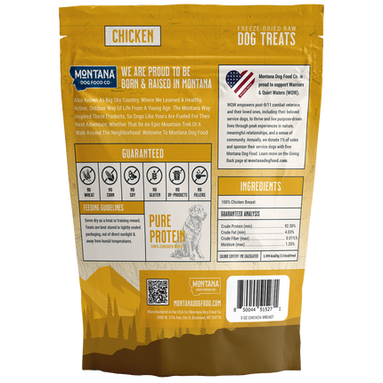 Chicken Breast Freeze-Dried Raw Trail Snacks (Treats) for Dogs 3oz