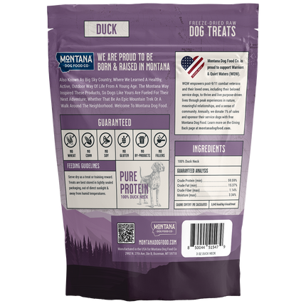 Duck Freeze-dried Raw Trail Snacks (Treats) for Dogs 3oz