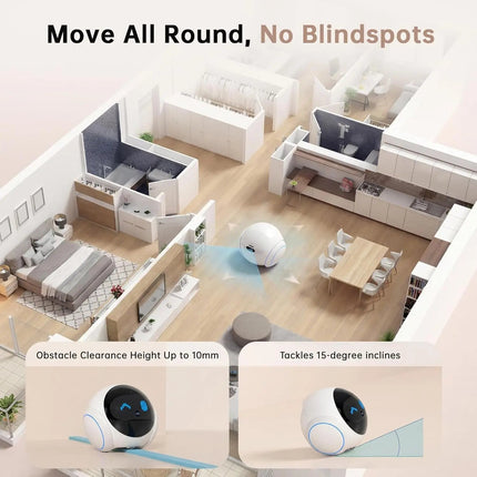 Movable Pet Camera Robot 1080P Two Way Audio Night Vision Auto Recharge