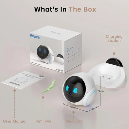 Movable Pet Camera Robot 1080P Two Way Audio Night Vision Auto Recharge
