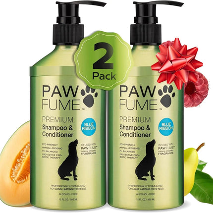 PAWFUME Deshedding Dog Shampoo & Conditioner – Probiotic Detangling Formula