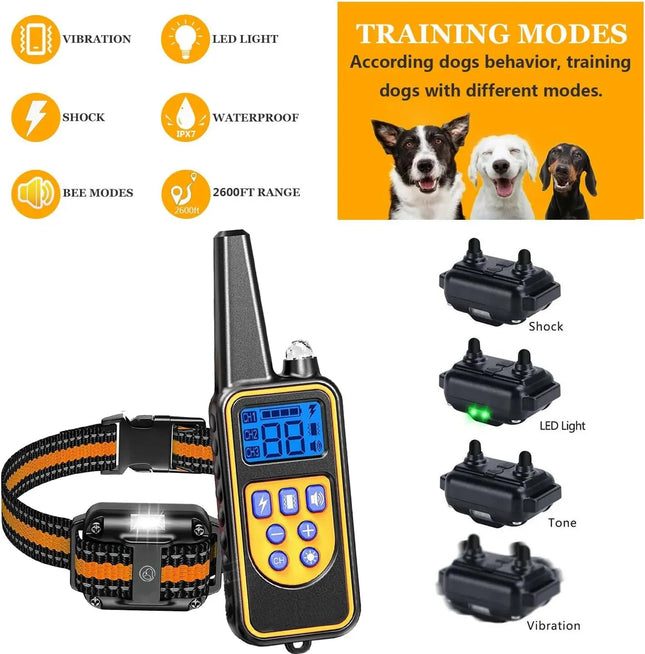 Remote Dog Training Collars –Waterproof Rechargeable 1640ft Range, 3 Dog System