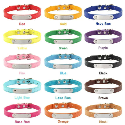 Personalized Dog Collar with Name Engraving – Anti-Lost PU Leather Collar for Dogs and Cats