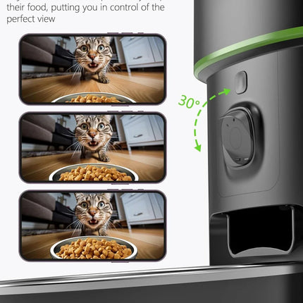 Smart Pet Feeder with 1080P Camera — Dual-Band WiFi (2.4/5GHz) App-Controlled Automatic Cat & Dog Kibble Dispenser, Voice Call & Portion Control