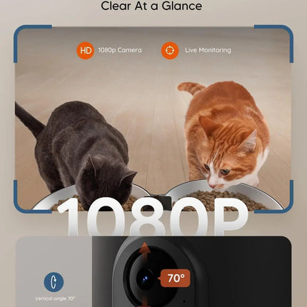 Smart Automatic Pet Feeder with Camera, WiFi 6L Dual Feeding & Two-Way Audio