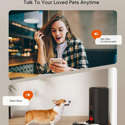 Smart Automatic Pet Feeder with Camera, WiFi 6L Dual Feeding & Two-Way Audio