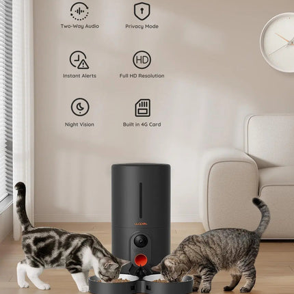 Smart Automatic Pet Feeder with Camera, WiFi 6L Dual Feeding & Two-Way Audio
