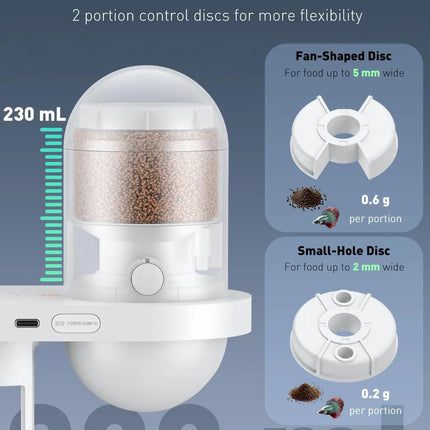 WiFi Automatic Fish Feeder with Camera App Control Moisture Proof 230ML