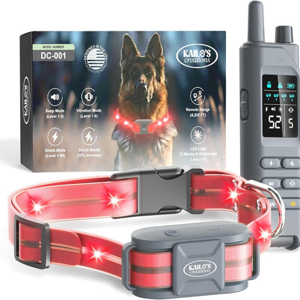 Dog Training Collar for 2 Dogs — 360° LED Lights, 4200FT Range, Waterproof
