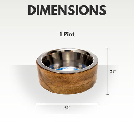 Country Living Stainless Steel Dog Bowl with Cylindrical Mango Wood Holder