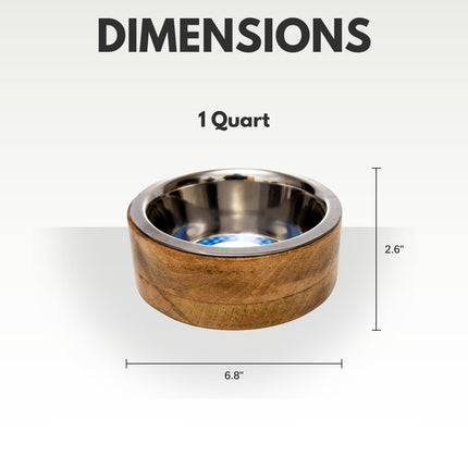 Country Living Stainless Steel Dog Bowl with Cylindrical Mango Wood Holder
