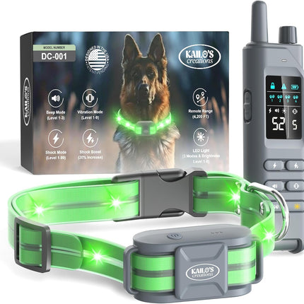 Dog Training Collar for 2 Dogs — 360° LED Lights, 4200FT Range, Waterproof