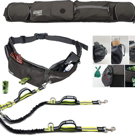 Hands Free Dog Leash Two Dogs Double Bungee Reflective Running Kit