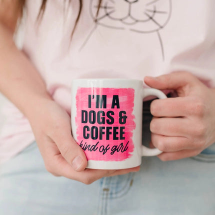 Dog Mom Coffee Mug, dog lover gift, dog owner gift, Pink Mug I'm a dogs & coffee kind of girl